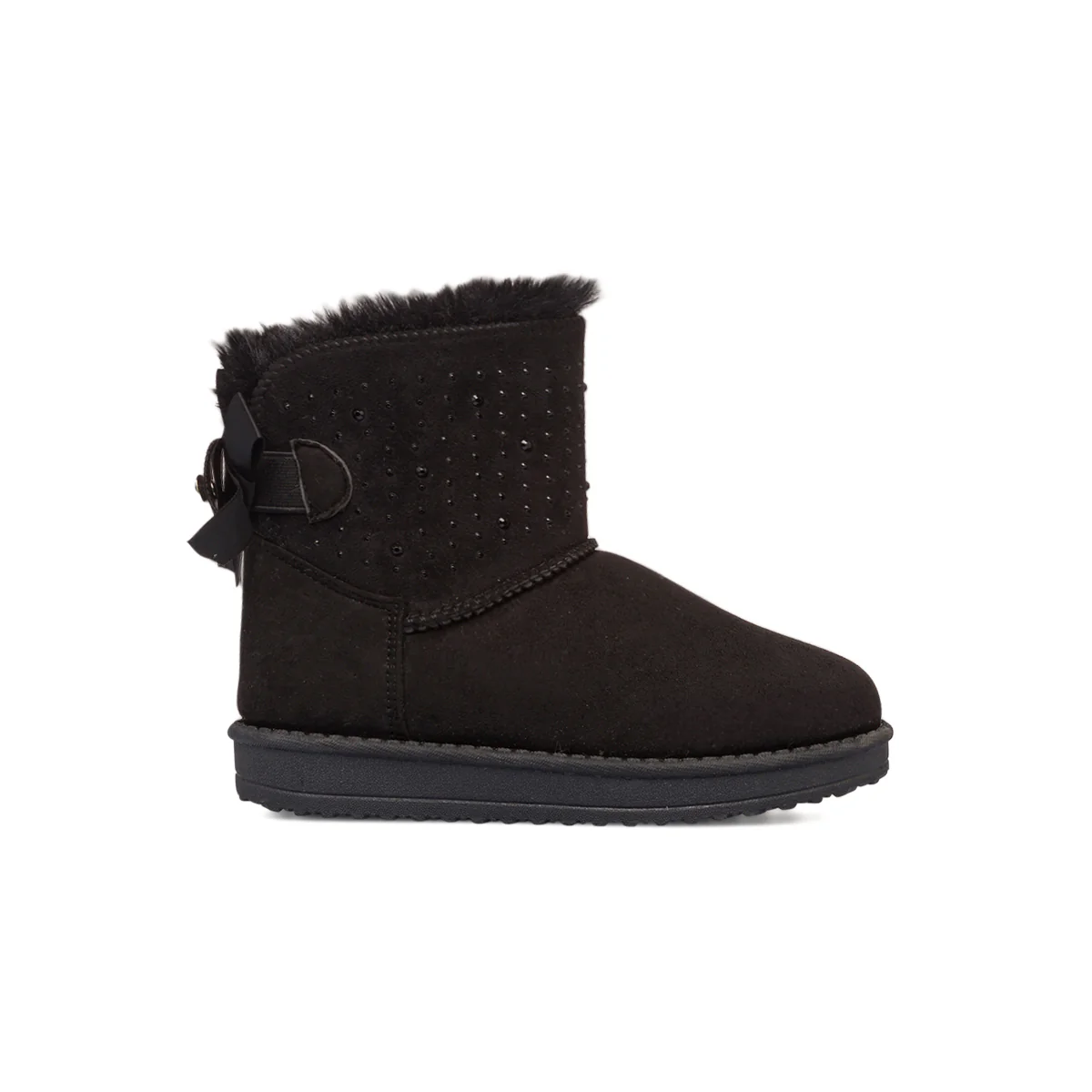 Stivaletti imbottiti cozy boots neri da bambina con strass e fiocchetto 10 Baci