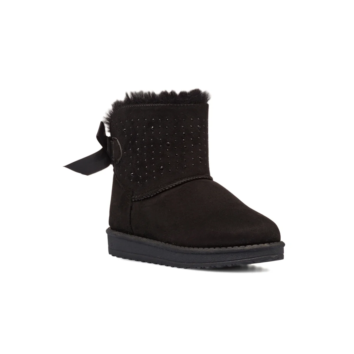 Stivaletti imbottiti cozy boots neri da bambina con strass e fiocchetto 10 Baci - Image 2