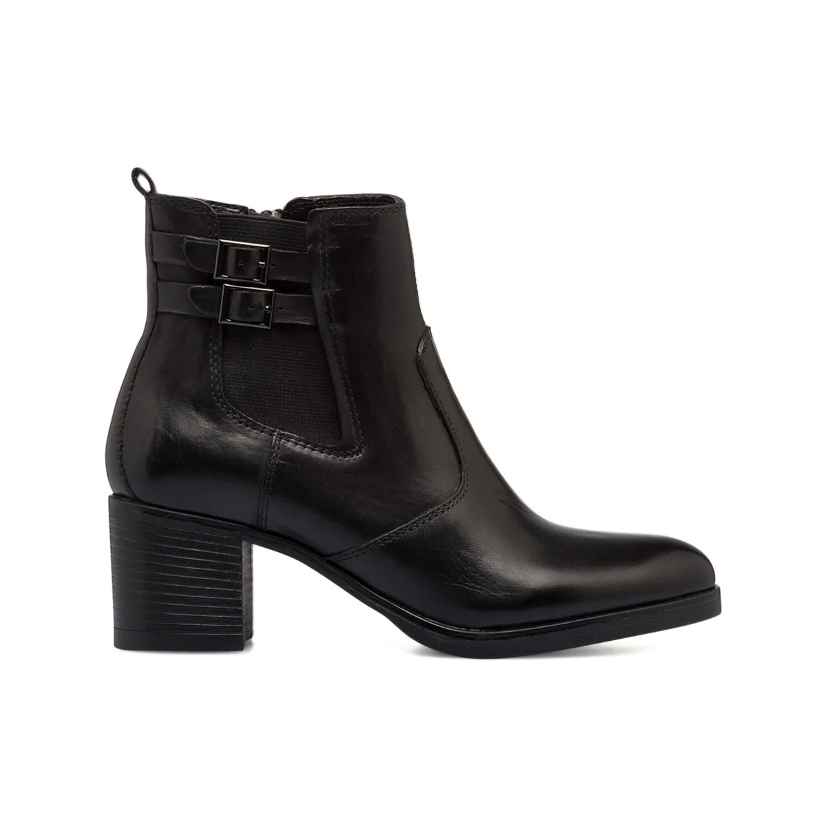 Stivaletti in pelle neri da donna con tacco a blocco 6 cm e zip Primopiano