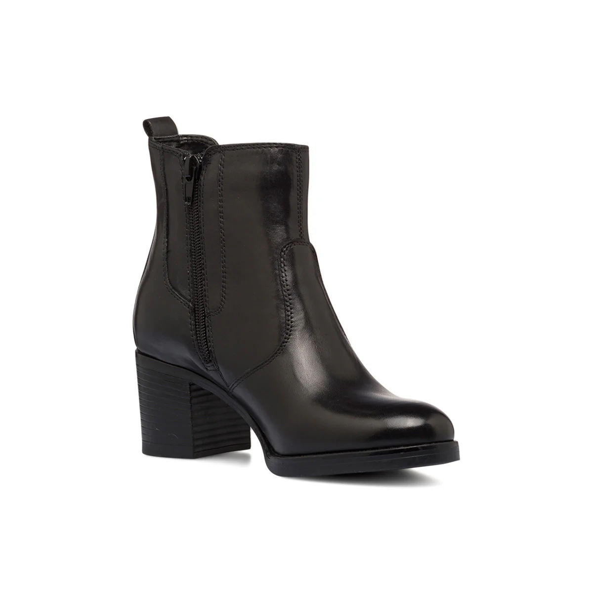 Stivaletti in pelle neri da donna con tacco a blocco 6 cm e zip Primopiano - Image 5