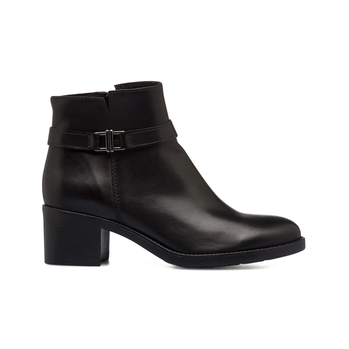 Stivaletti in pelle neri da donna con tacco a blocco 6 cm P Essentials
