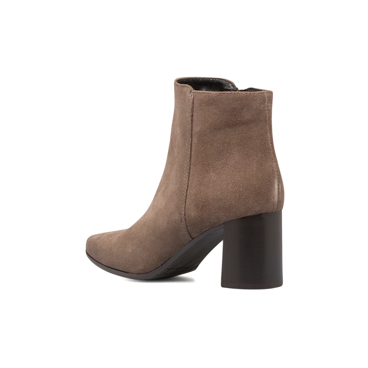Stivaletti in pelle scamosciata grigi da donna con tacco a blocco 7 cm e zip P Essentials - Image 6