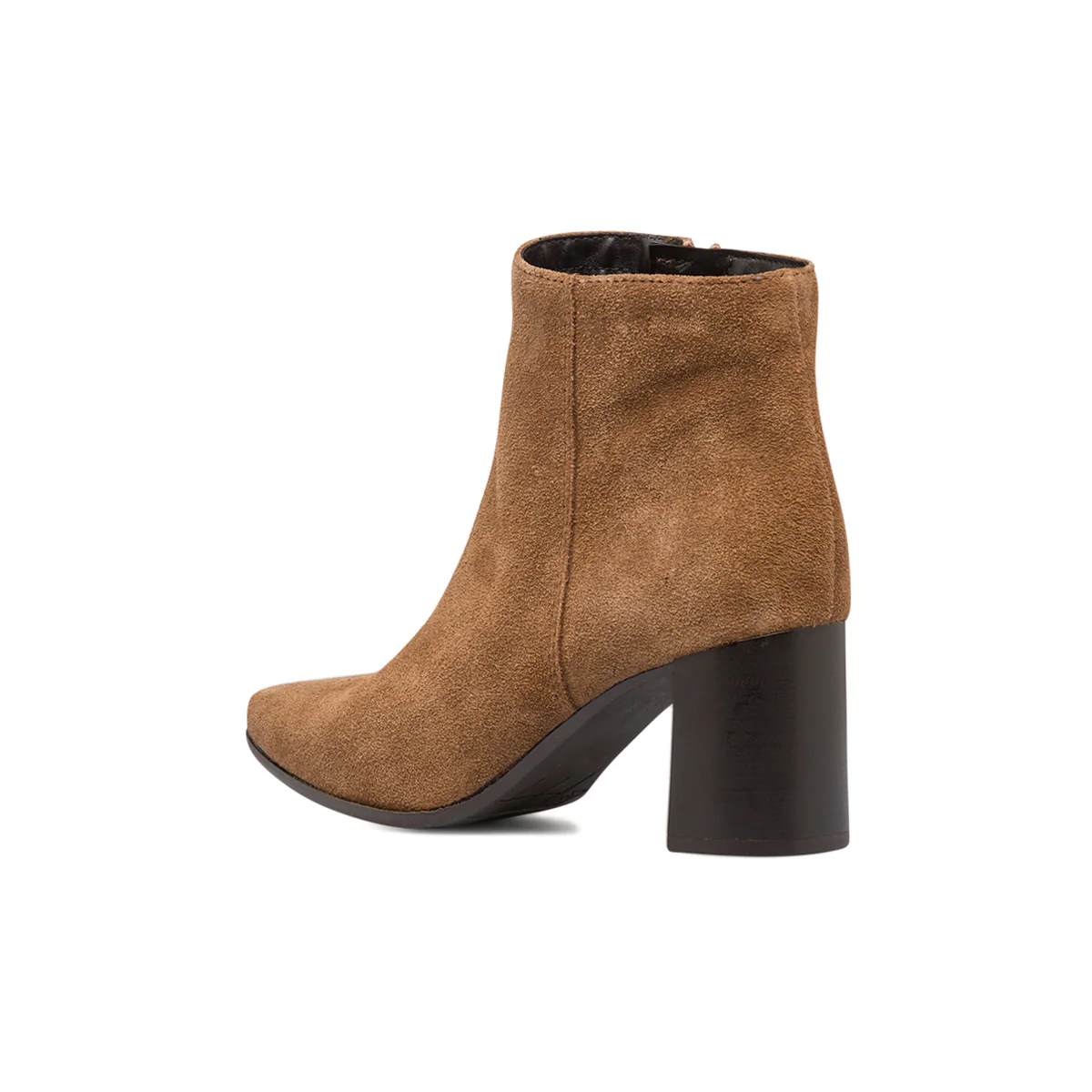 Stivaletti in pelle scamosciata marroni da donna con tacco a blocco 7 cm e zip P Essentials - Image 6