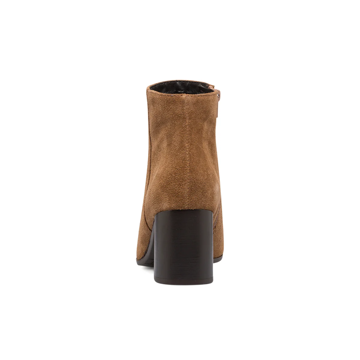 Stivaletti in pelle scamosciata marroni da donna con tacco a blocco 7 cm e zip P Essentials - Image 7
