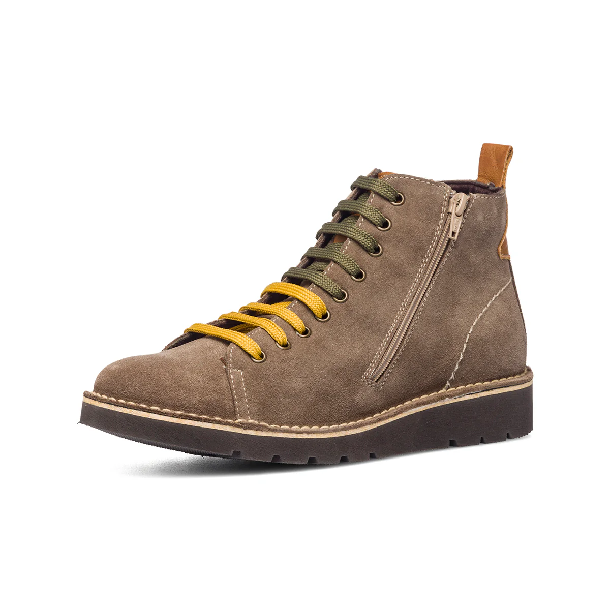Stivaletti khaki in pelle scamosciata con zip laterale Primopiano - Image 2