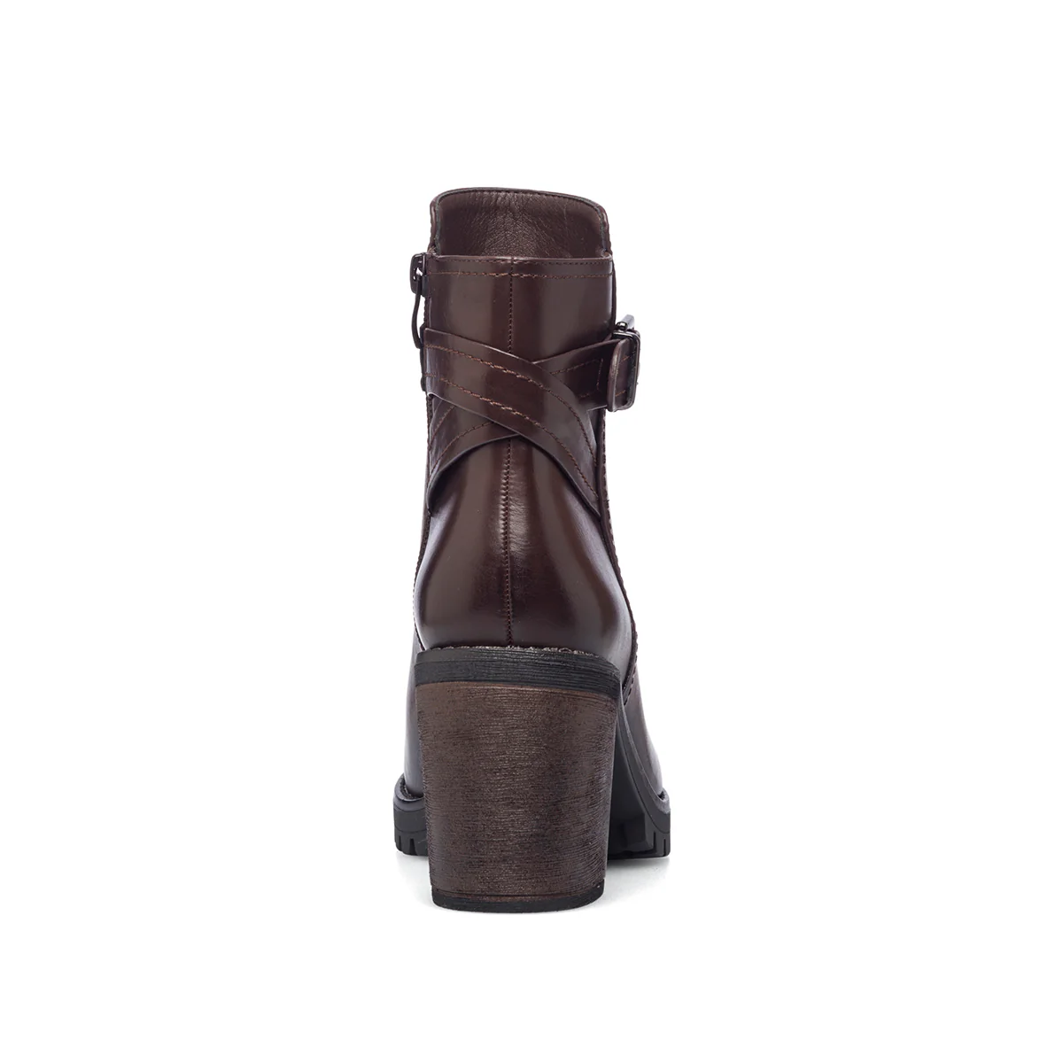 Stivaletti marroni con cinturino e tacco 6 cm Lora Ferres - Image 4