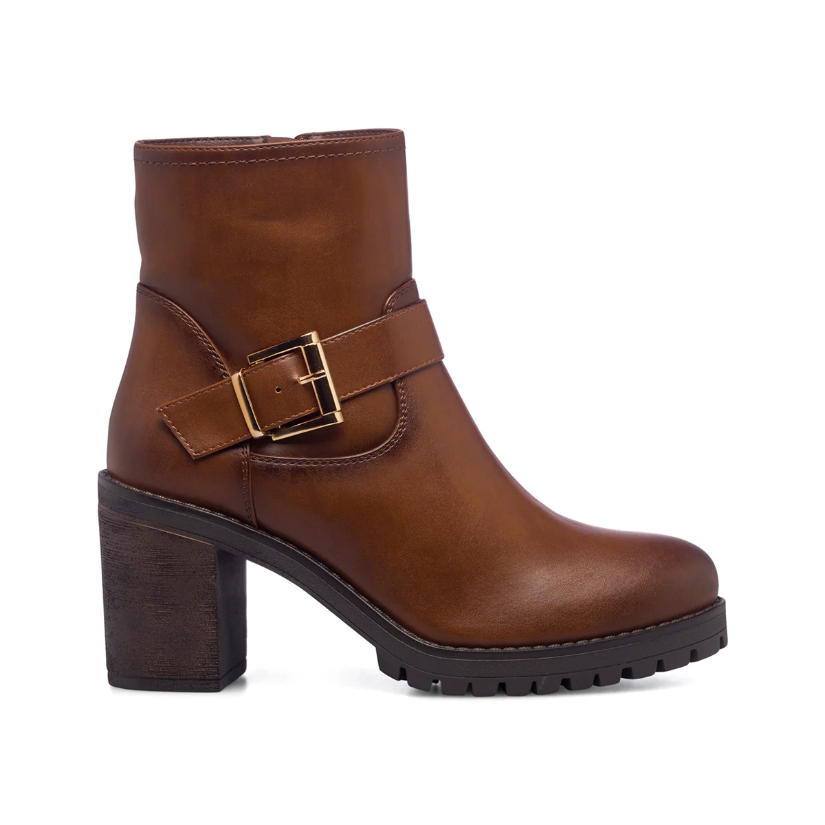 Stivaletti marroni da donna con cinturino e tacco 7 cm Lora Ferres