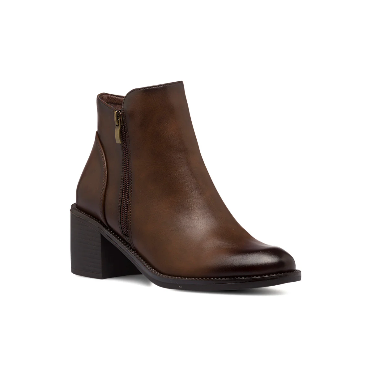 Stivaletti marroni da donna con doppia zip e tacco 6 cm Lora Ferres - Image 2