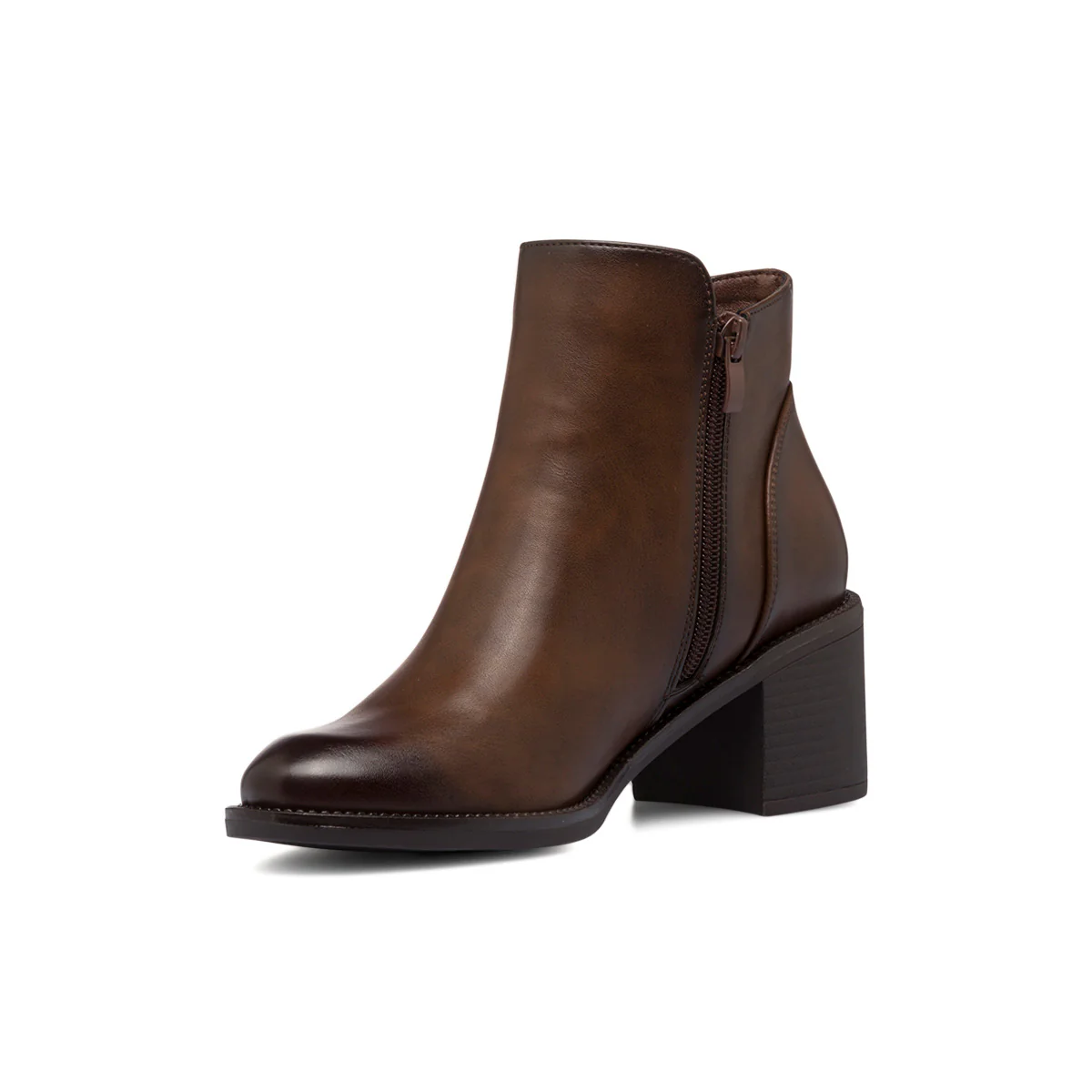 Stivaletti marroni da donna con doppia zip e tacco 6 cm Lora Ferres - Image 5