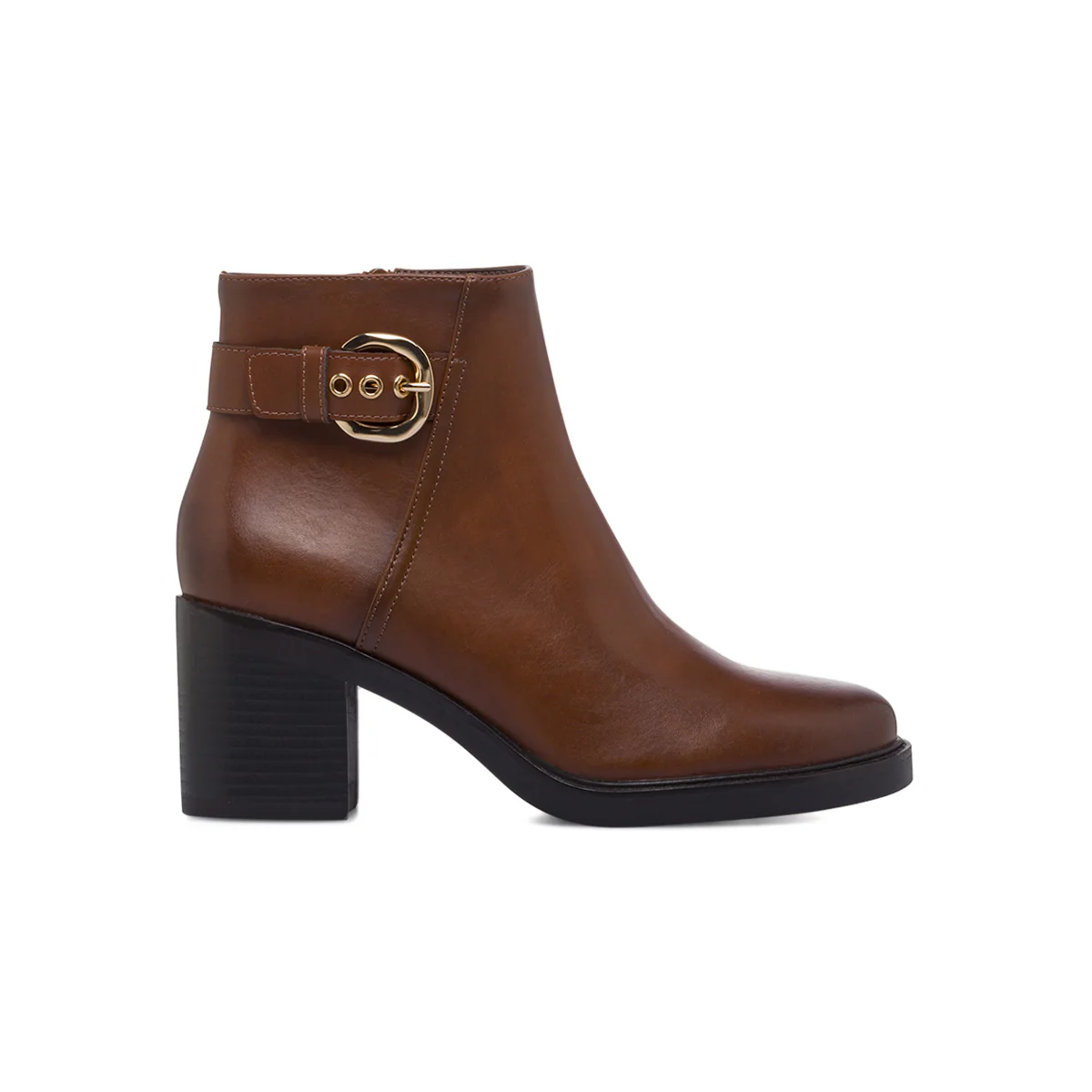 Stivaletti marroni da Donna con fibbia e tacco 7 cm Lora Ferres