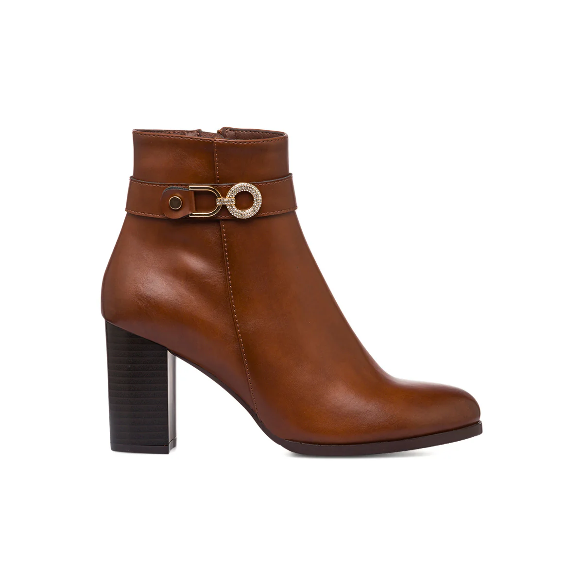 Stivaletti marroni da Donna con fibbia e tacco 8 cm Lora Ferres