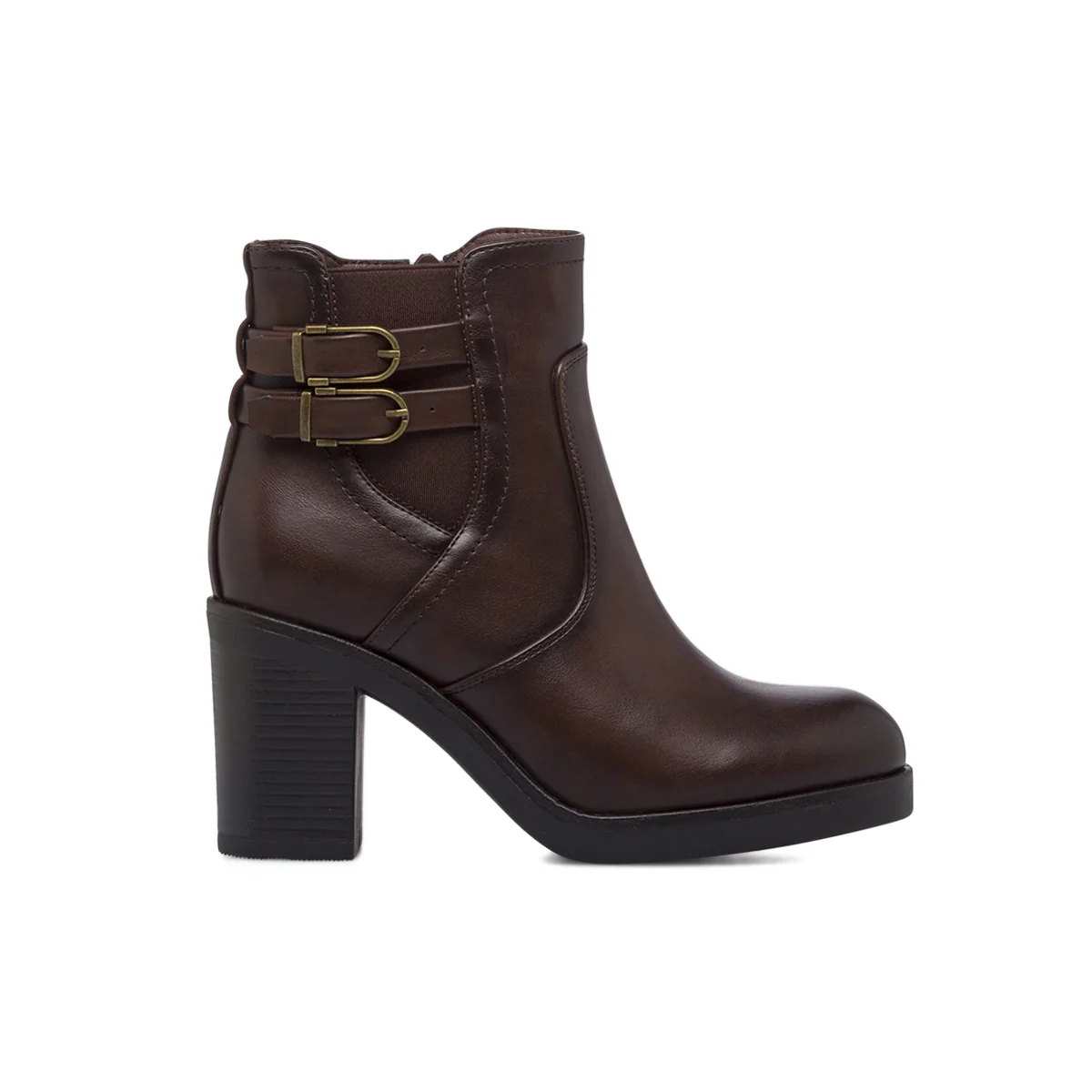 Stivaletti marroni da Donna con fibbie e tacco 8 cm Lora Ferres - Image 4