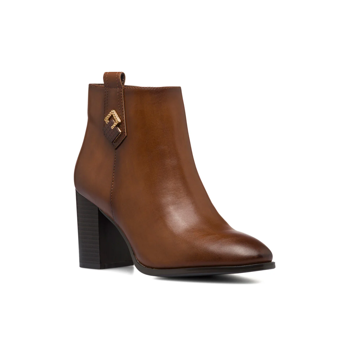 Stivaletti marroni da donna con tacco 8 cm e dettaglio gioiello sul lato Lora Ferres - Image 2