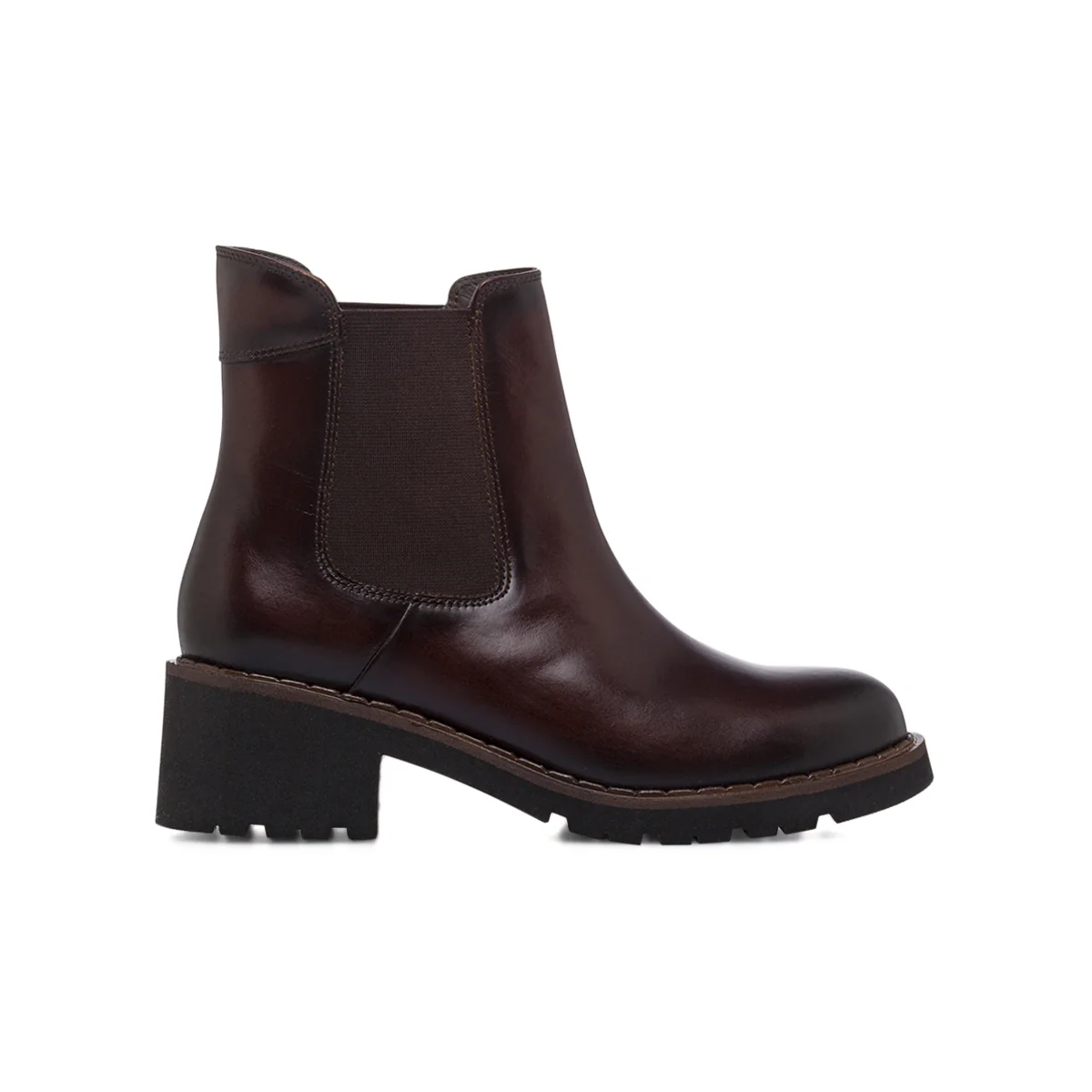 Stivaletti marroni da Donna in pelle con elastico Primopiano