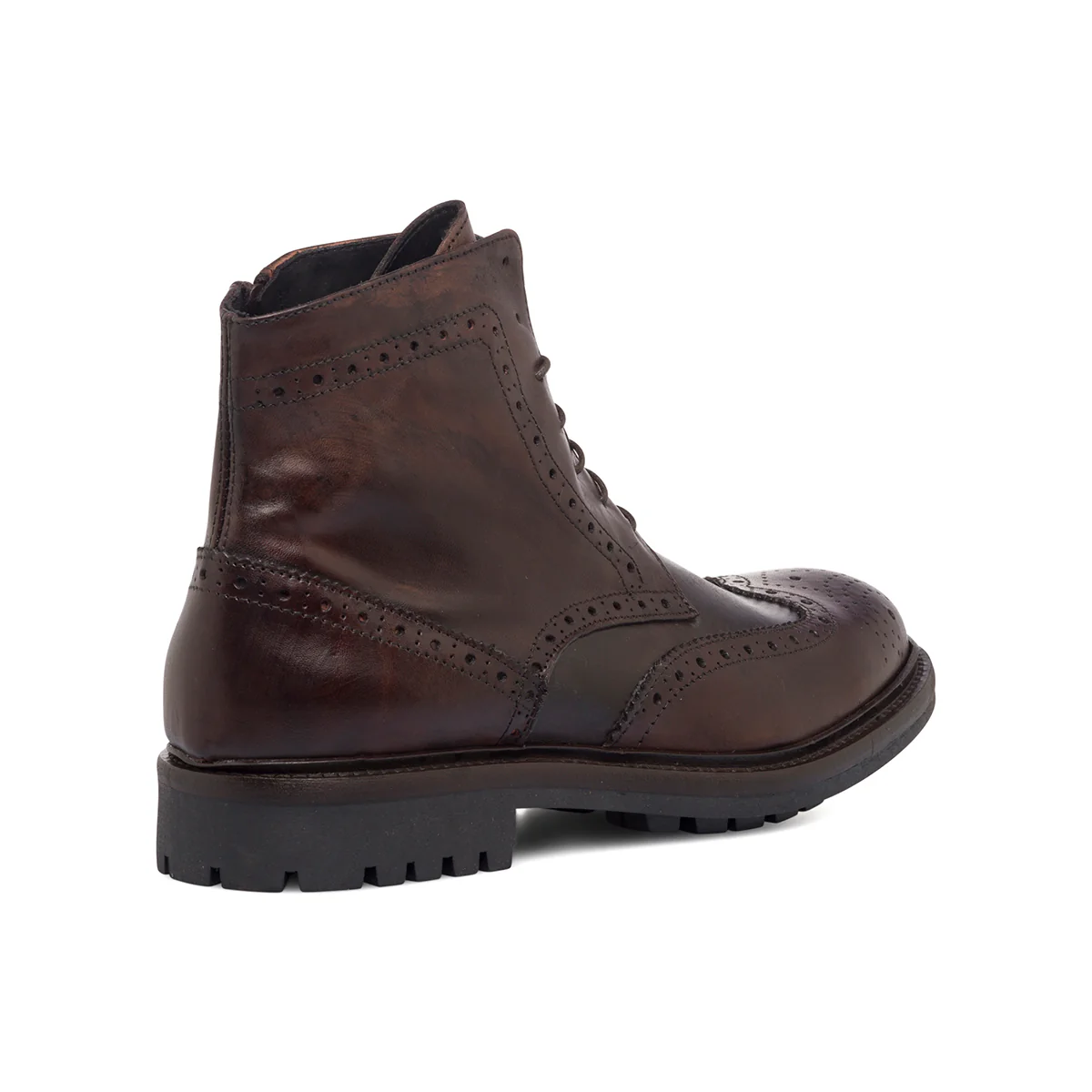 Stivaletti marroni da uomo in pelle con dettagli brogue Primopiano - Image 3