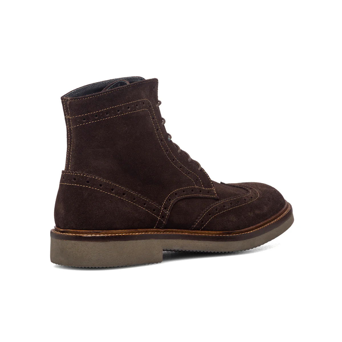 Stivaletti marroni in pelle scamosciata con dettagli brogue Primopiano - Image 3