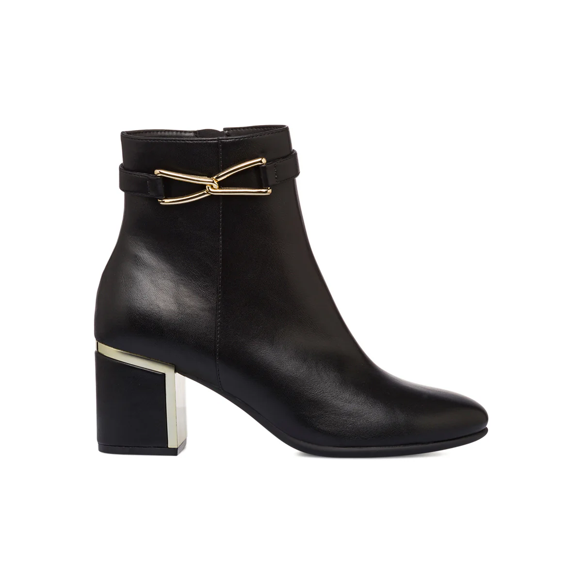 Stivaletti neri eleganti con tacco 6 cm da donna con dettaglio laminato Lora Ferres
