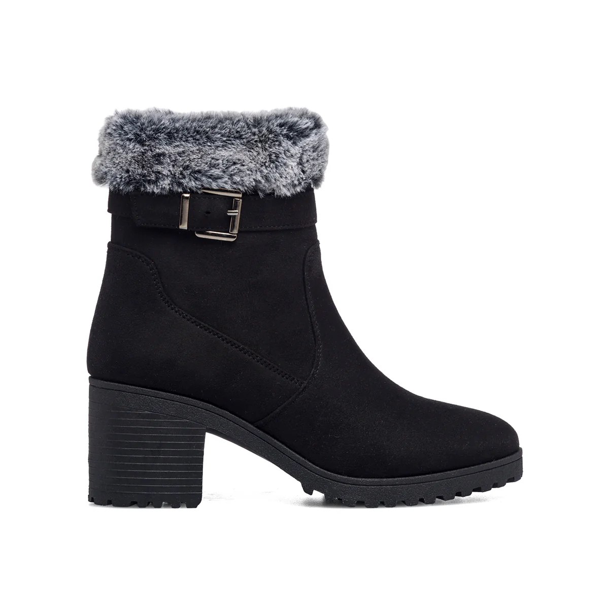 Stivaletti neri con tacco 6 cm e colletto imbottito Lora Ferres