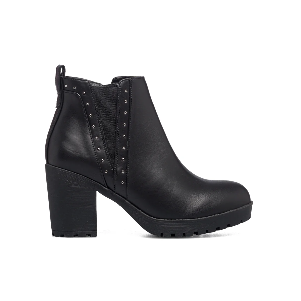 Stivaletti neri con tacco 7 cm e piccole borchie Lora Ferres