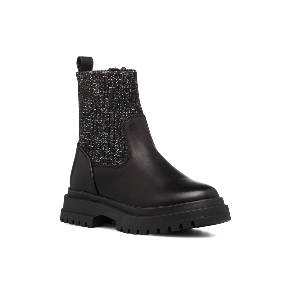 Stivaletti neri da bambina con colletto elasticizzato e glitter 10 Baci - Image 2
