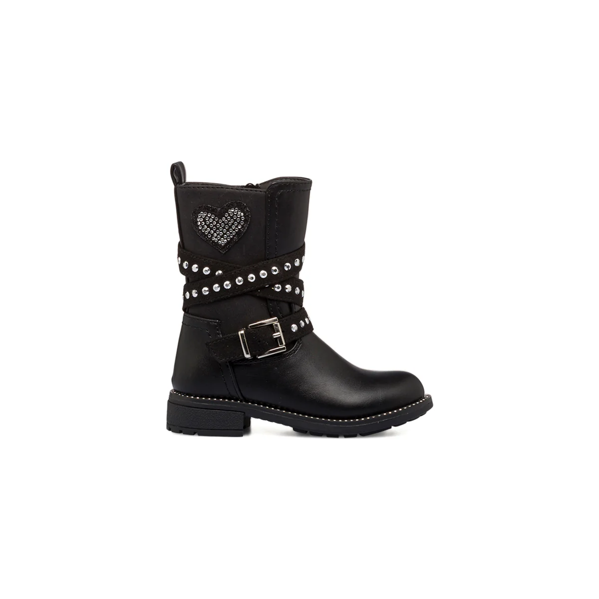 Stivaletti neri da bambina con cuore e piccole borchie Le scarpe di Alice