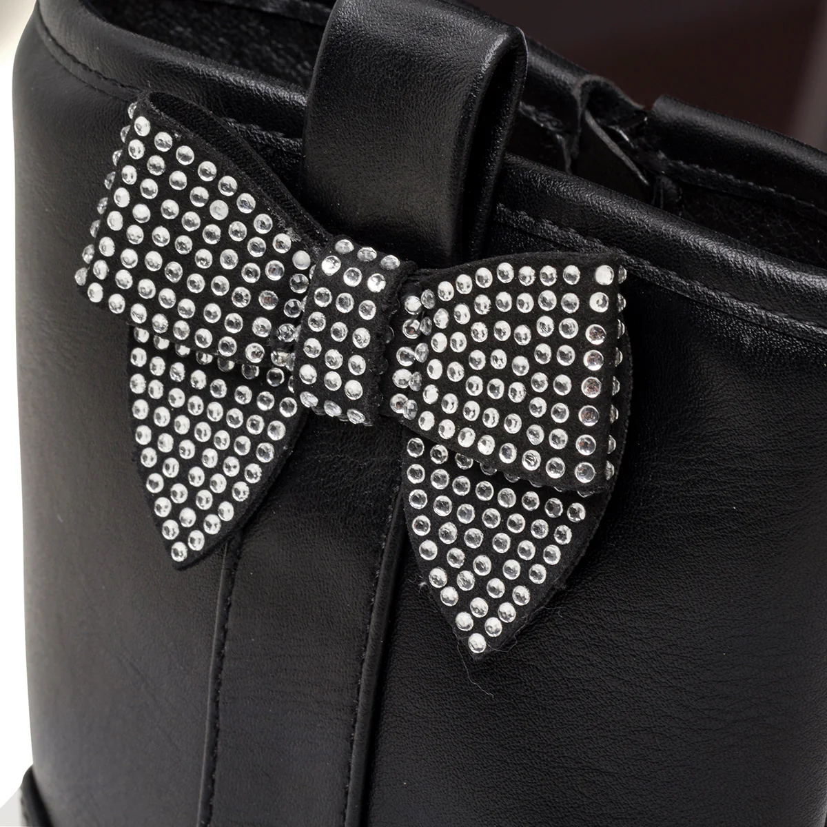 Stivaletti neri da bambina con fiocco di strass Le scarpe di Alice - Image 8