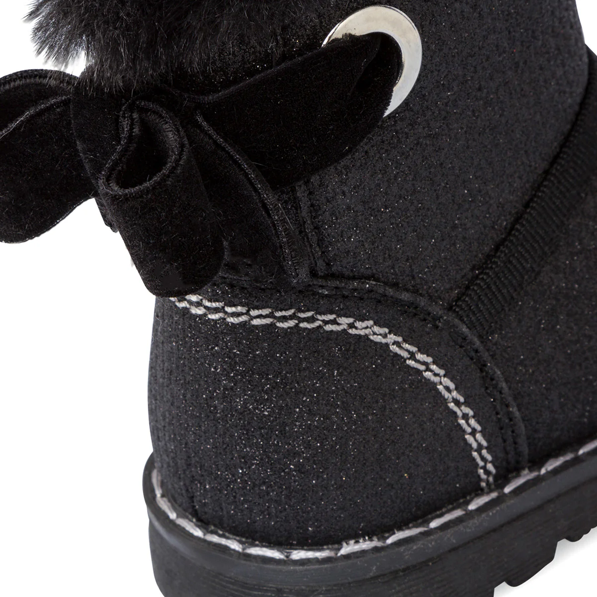 Stivaletti imbottiti neri da bambina con glitter, zip e fiocco Chicco Florine - Image 8