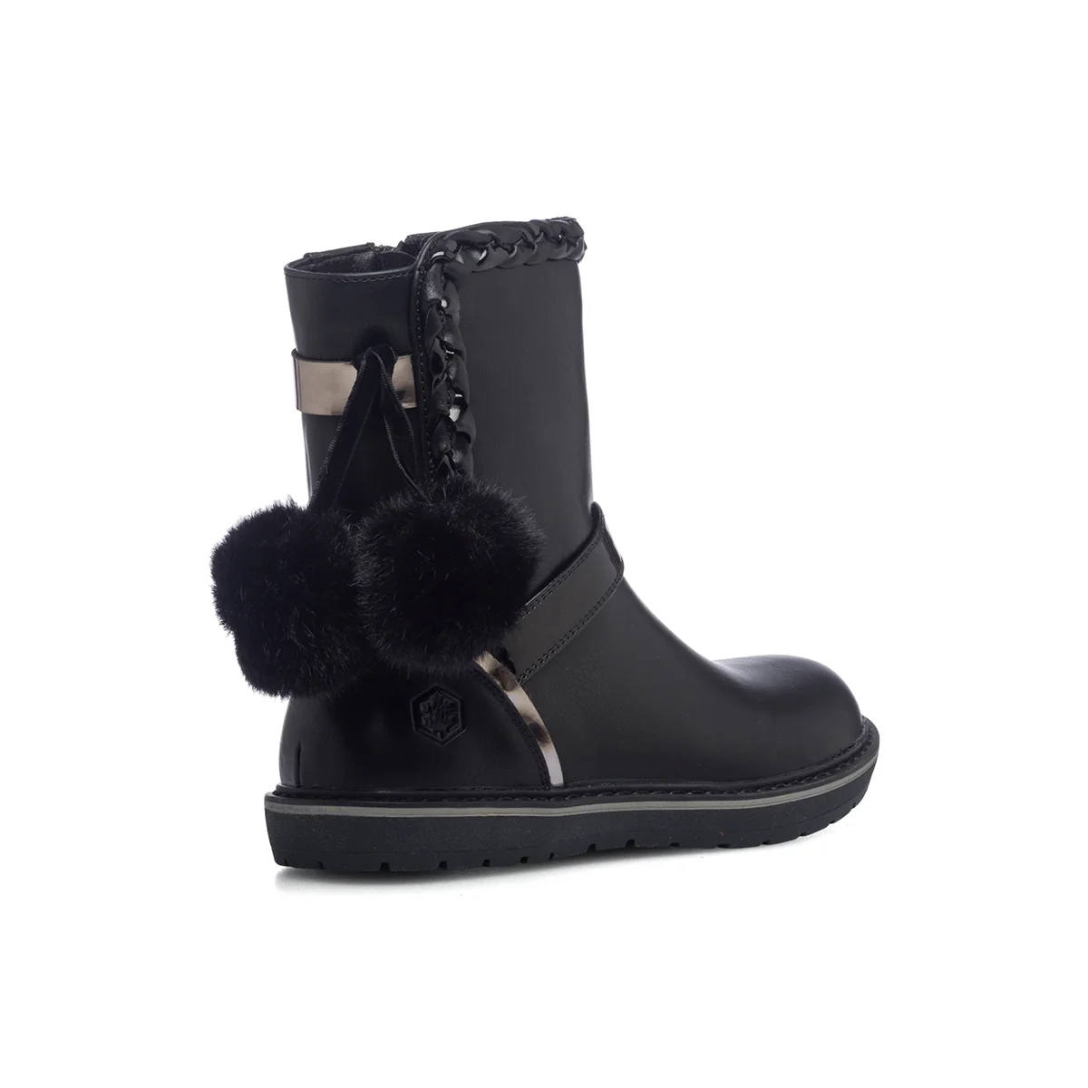 Stivaletti neri da bambina con ponpon Lumberjack Renna