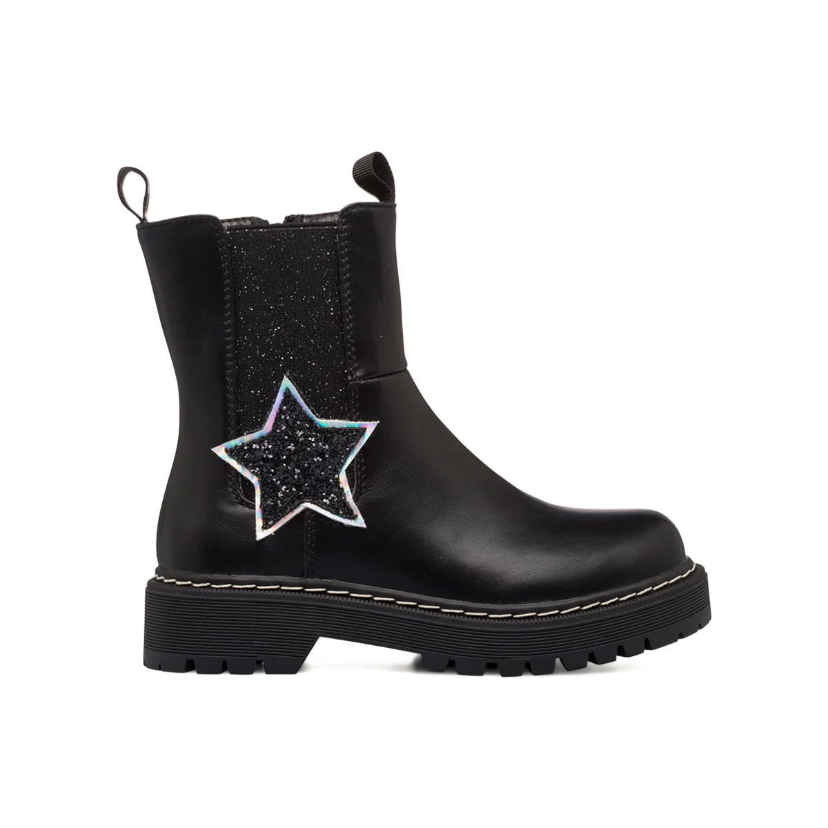 Stivaletti neri da bambina con zip e inserto elastico 10 Baci