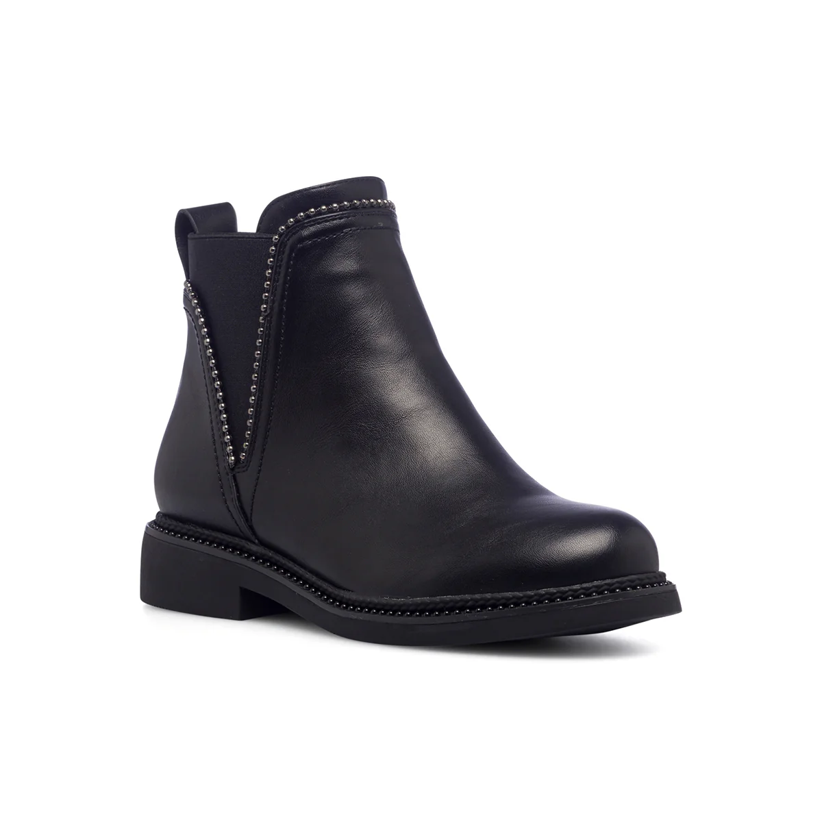 Stivaletti neri da donna con inserto elastico e piccole borchie Lora Ferres - Image 2