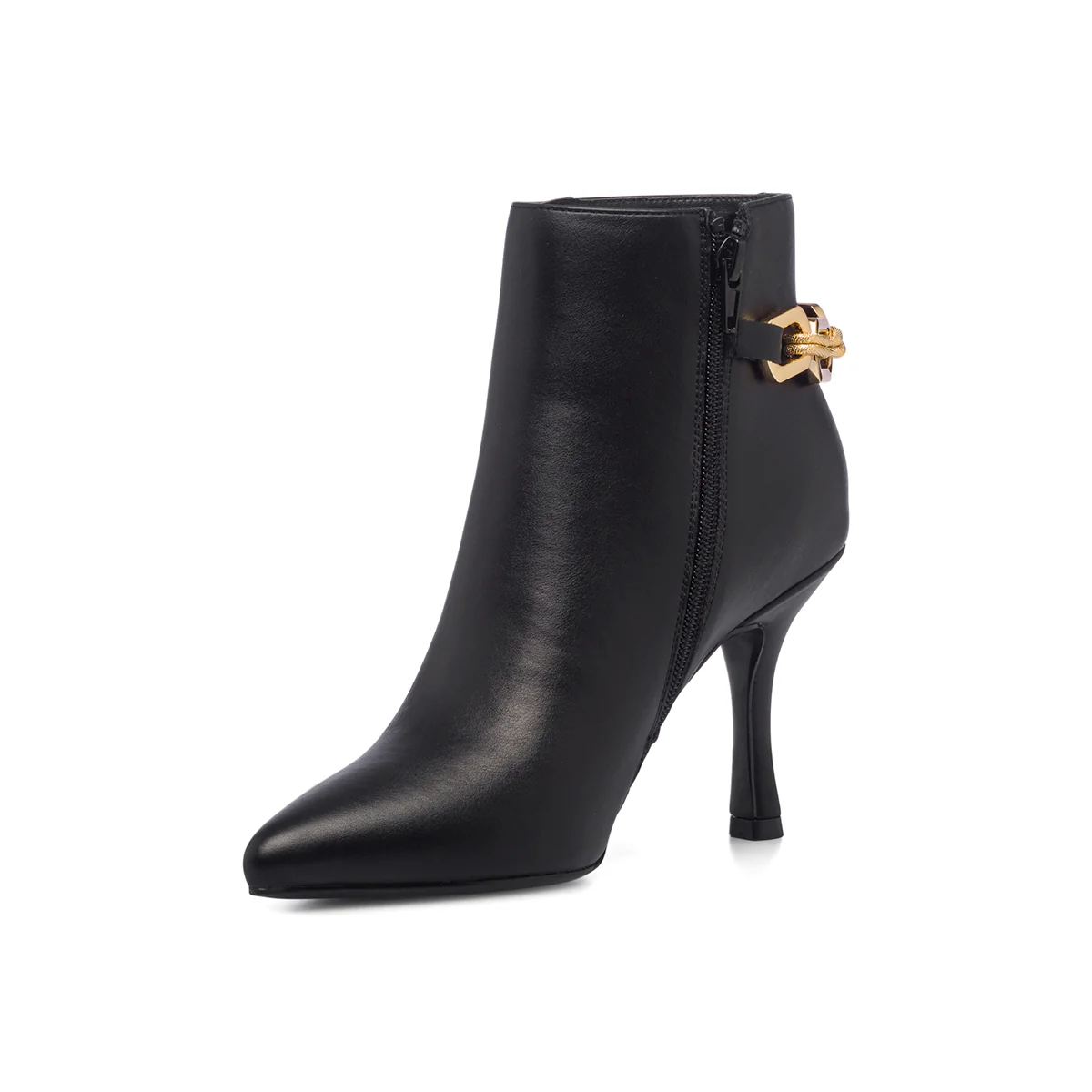 Stivaletti neri da donna con maxi-catena e tacco 9 cm Lora Ferres - Image 14