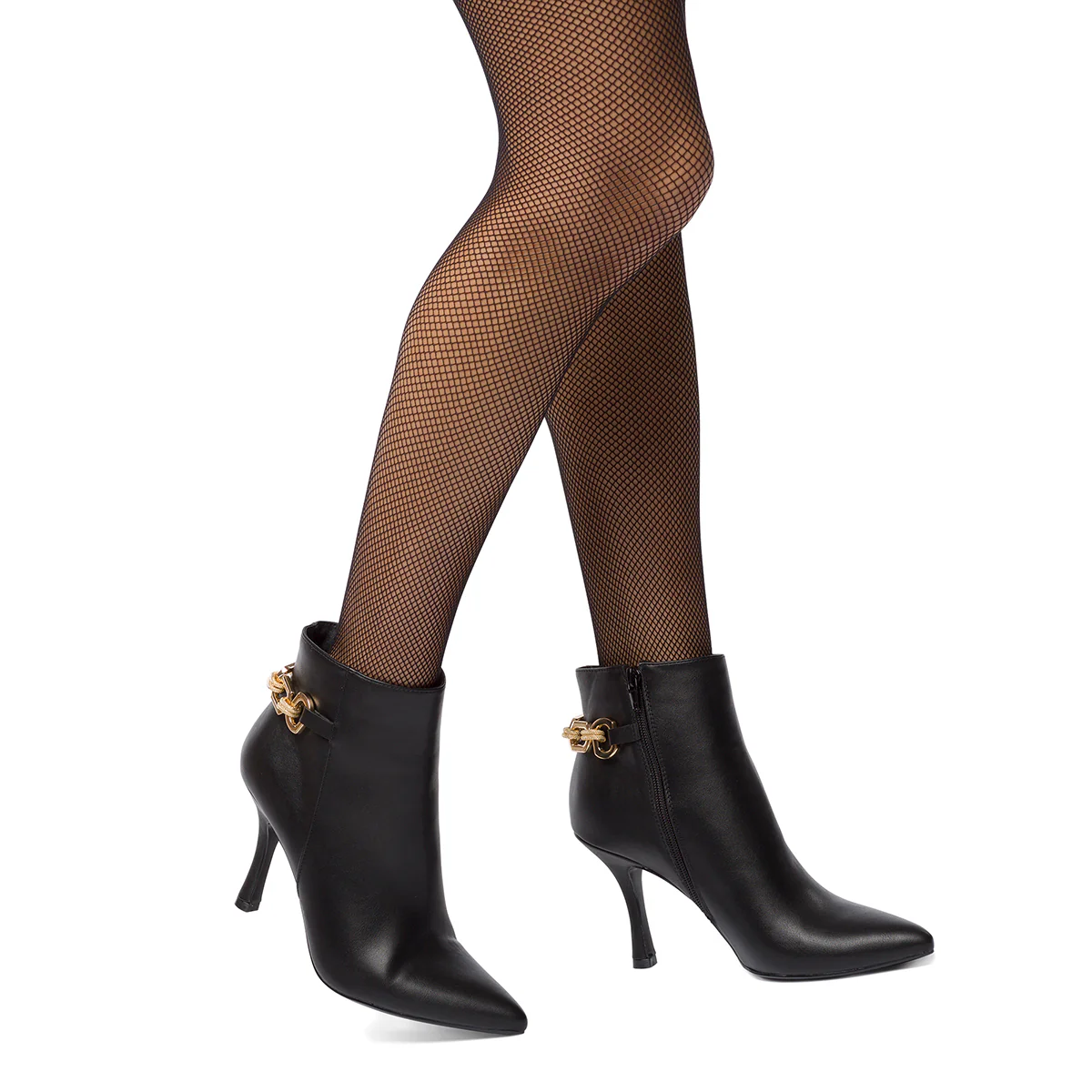 Stivaletti neri da donna con maxi-catena e tacco 9 cm Lora Ferres - Image 9