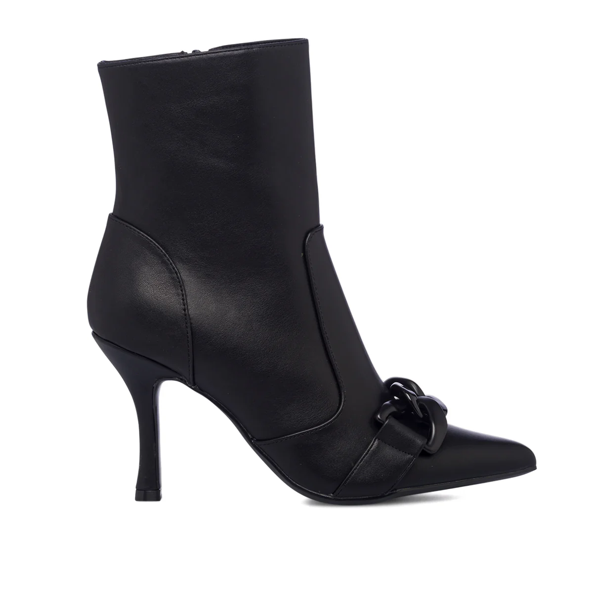 Stivaletti neri da donna con maxi-catena e tacco 9 cm Lora Ferres - Image 12