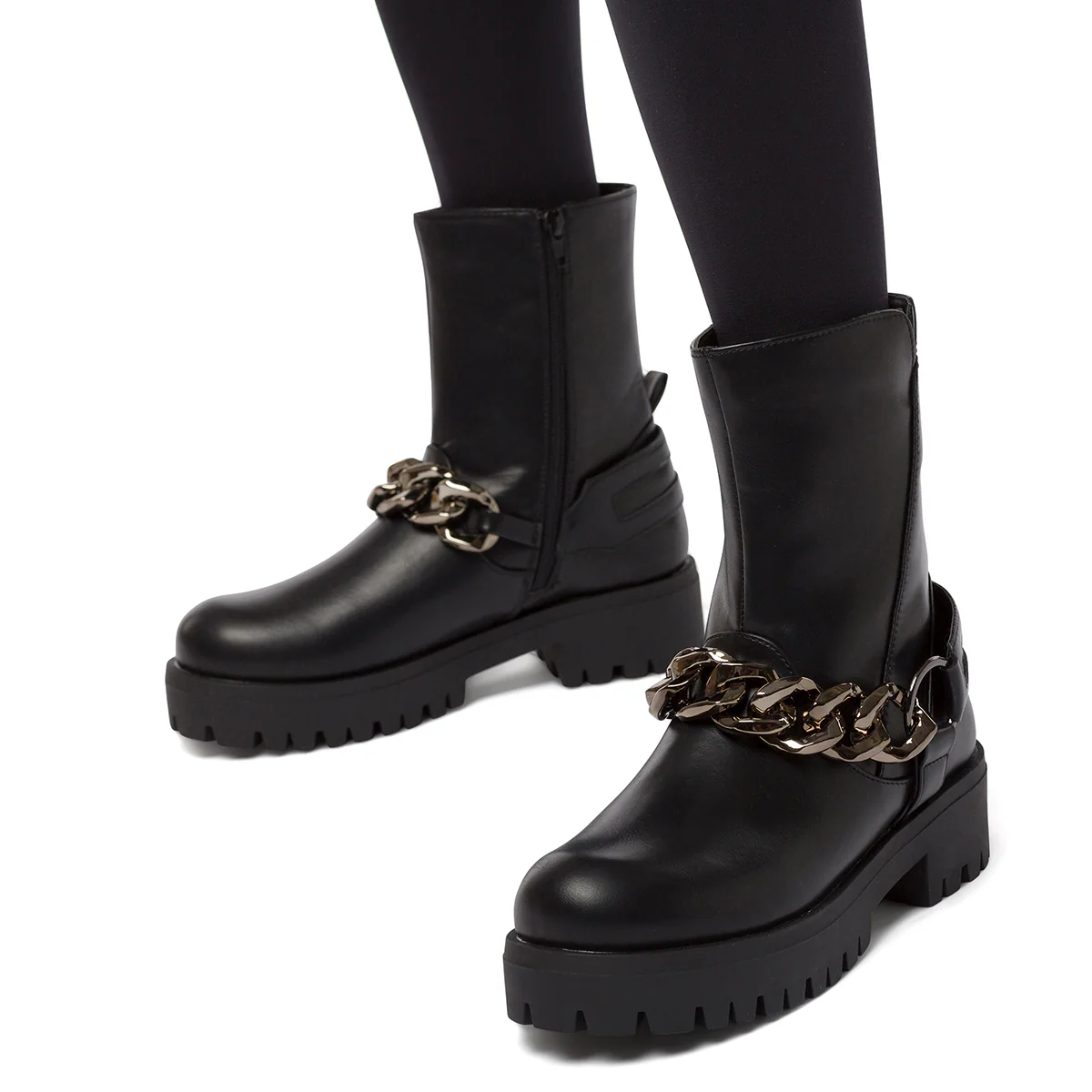 Stivaletti neri da donna con maxi-catena Swish Jeans