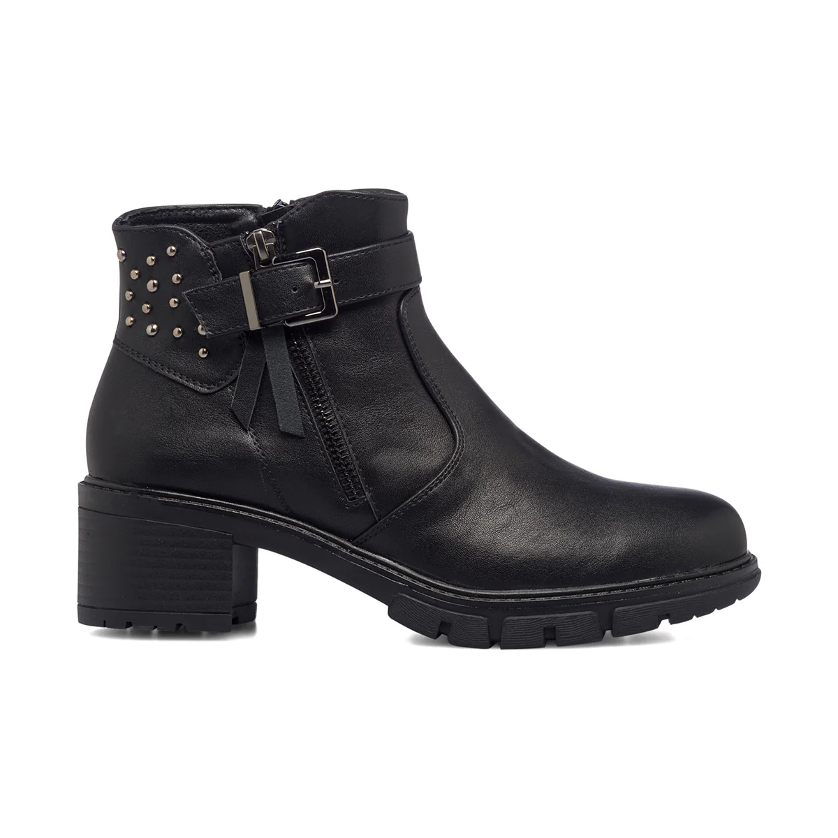 Stivaletti neri da donna con piccole borchie e tacco 6 cm Lora Ferres