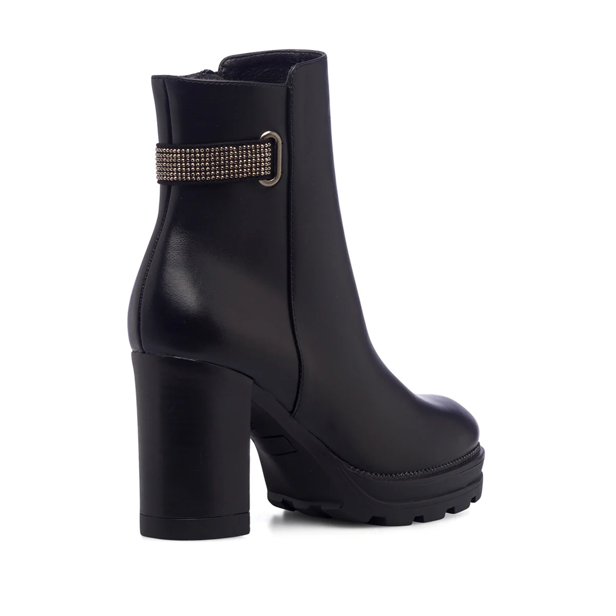 Stivaletti neri da donna con piccole borchie sul cinturino e tacco 9 cm Lora Ferres - Image 3