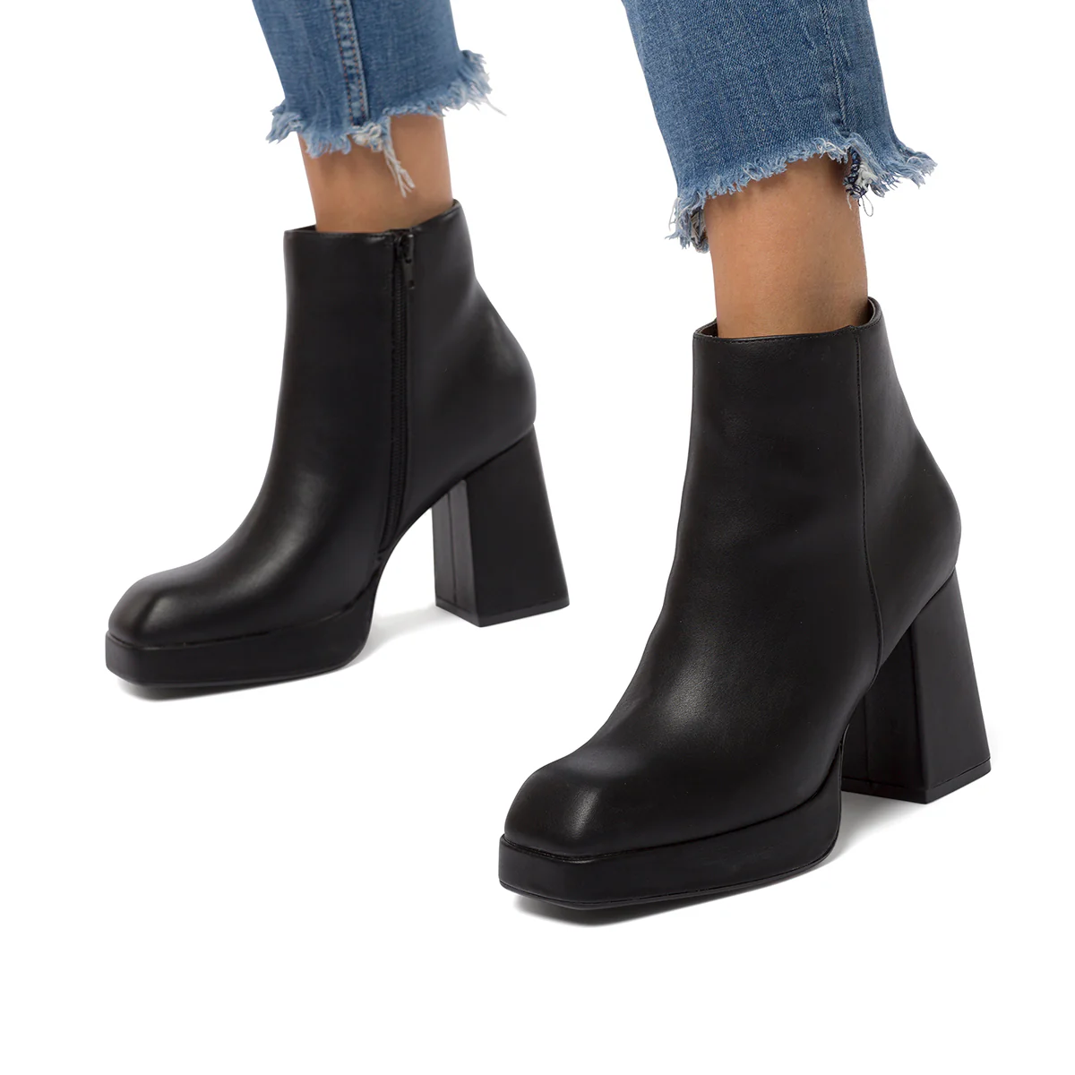 Stivaletti neri da donna con punta squadrata e tacco a blocco 9 cm Swish Jeans