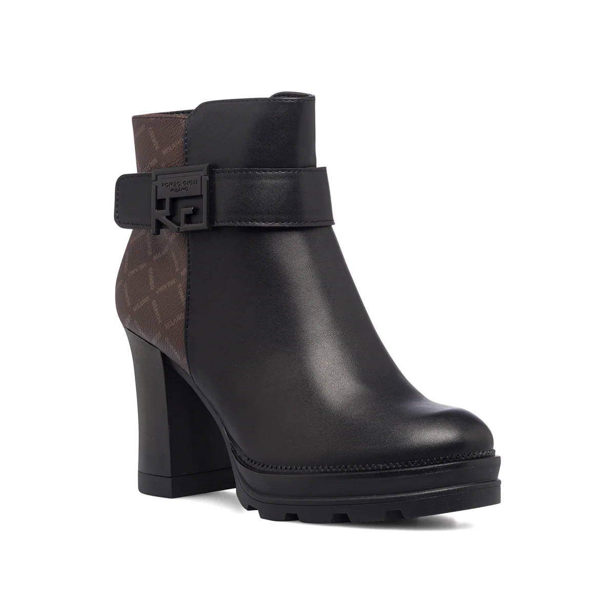 Stivaletti neri da donna con stampa monogramma Romeo Gigli Milano - Image 2