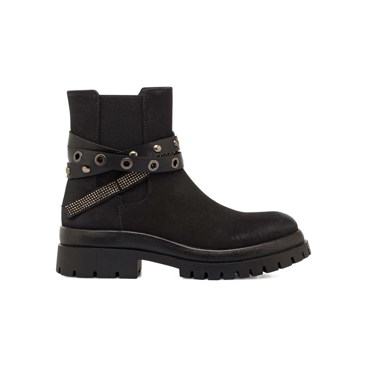 Stivaletti neri da donna con strass e borchie Lora Ferres