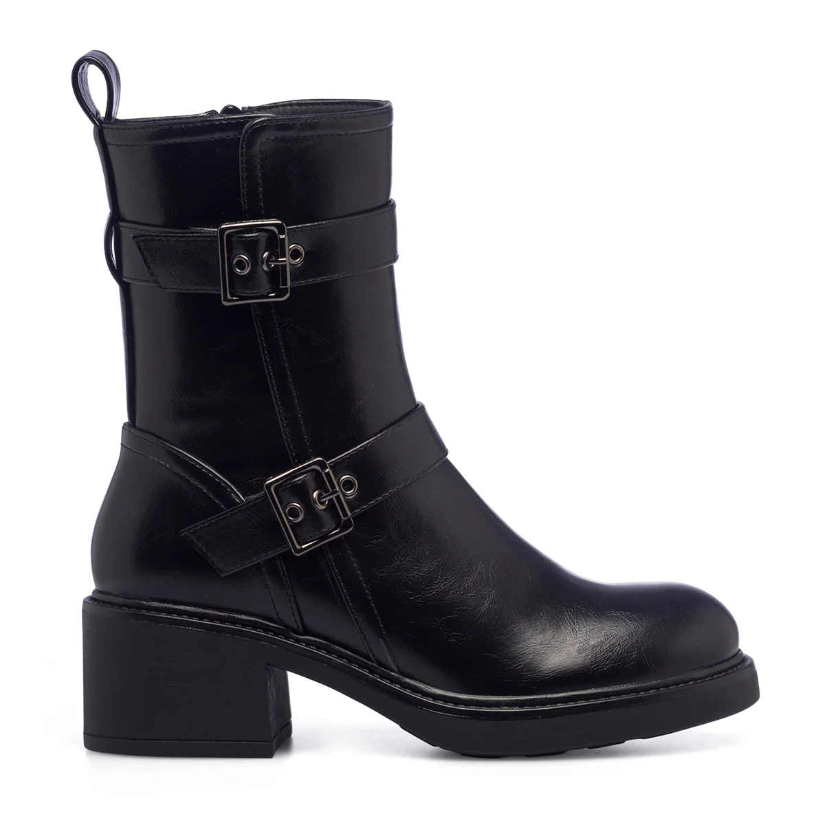 Stivaletti neri da donna con tacco 6 cm e cinturini Lora Ferres