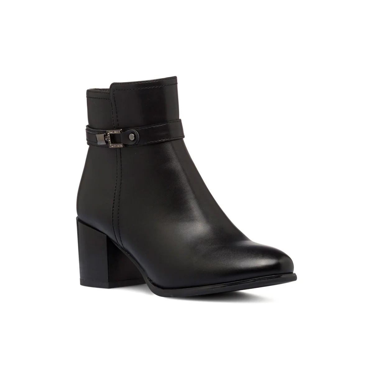 Stivaletti neri da donna con tacco 6 cm e cinturino con morsetto Lora Ferres - Image 2