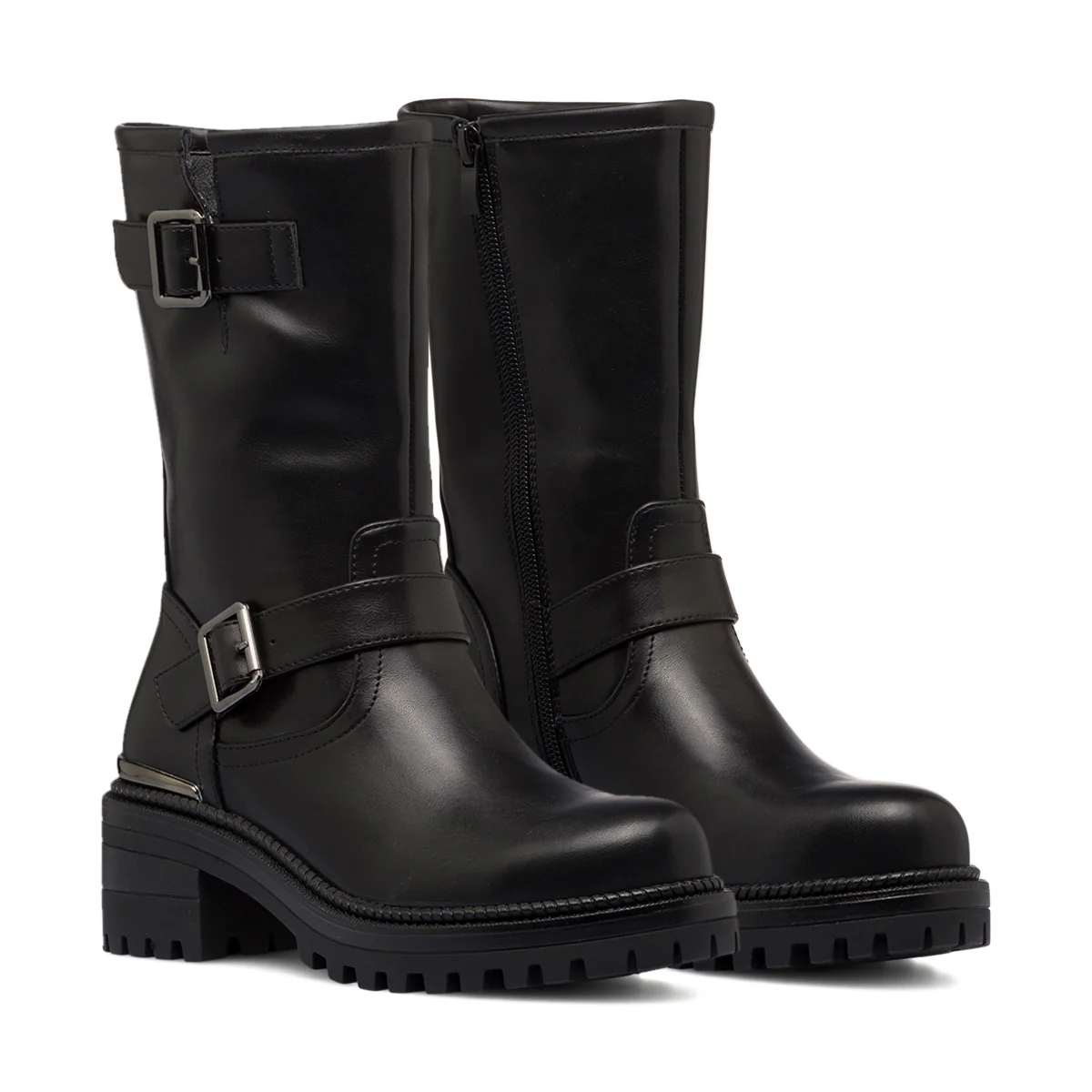 Stivaletti neri da donna con tacco 6 cm e fibbie Lora Ferres - Image 5