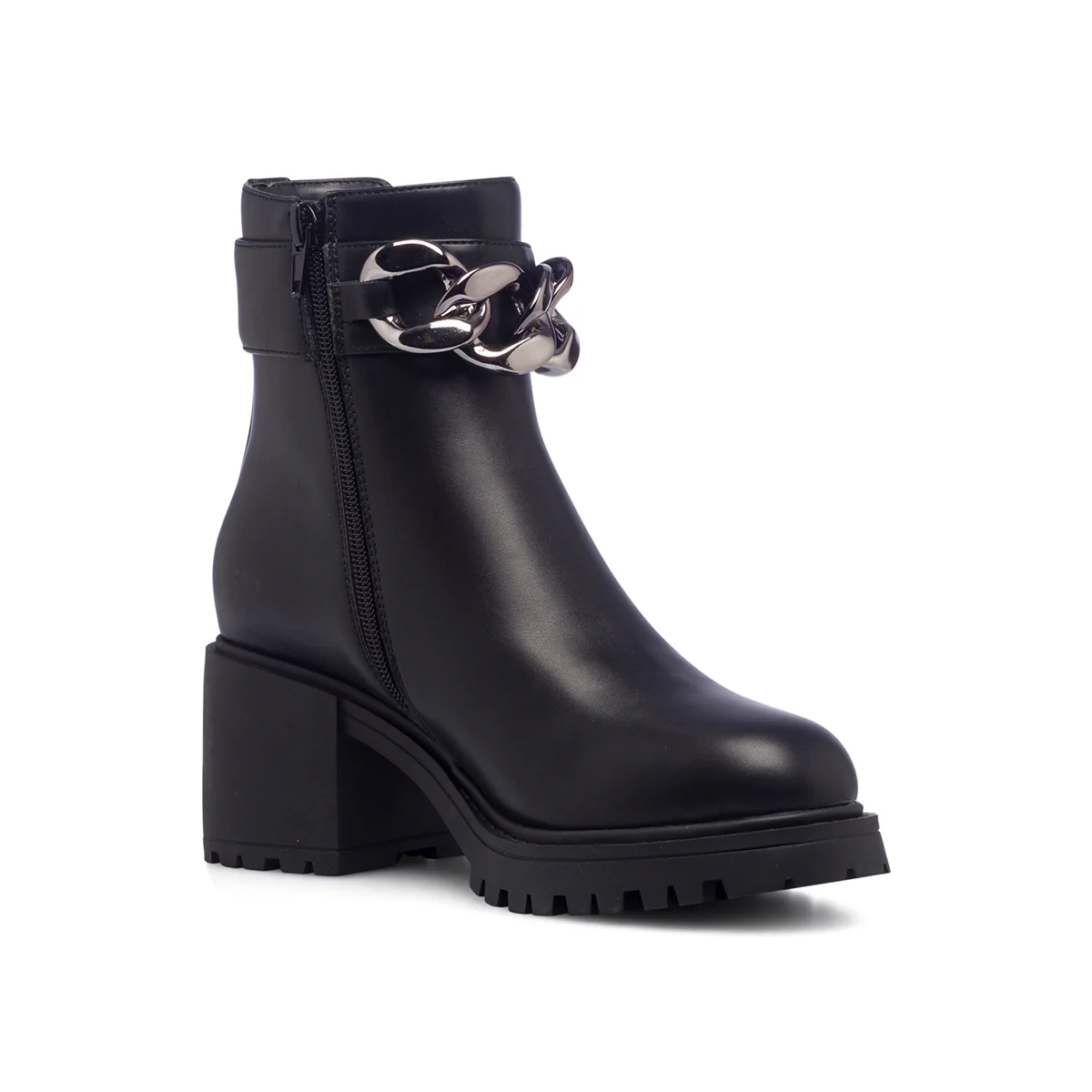 Stivaletti neri da donna con tacco 6 cm e maxi-catena Lora Ferres - Image 13