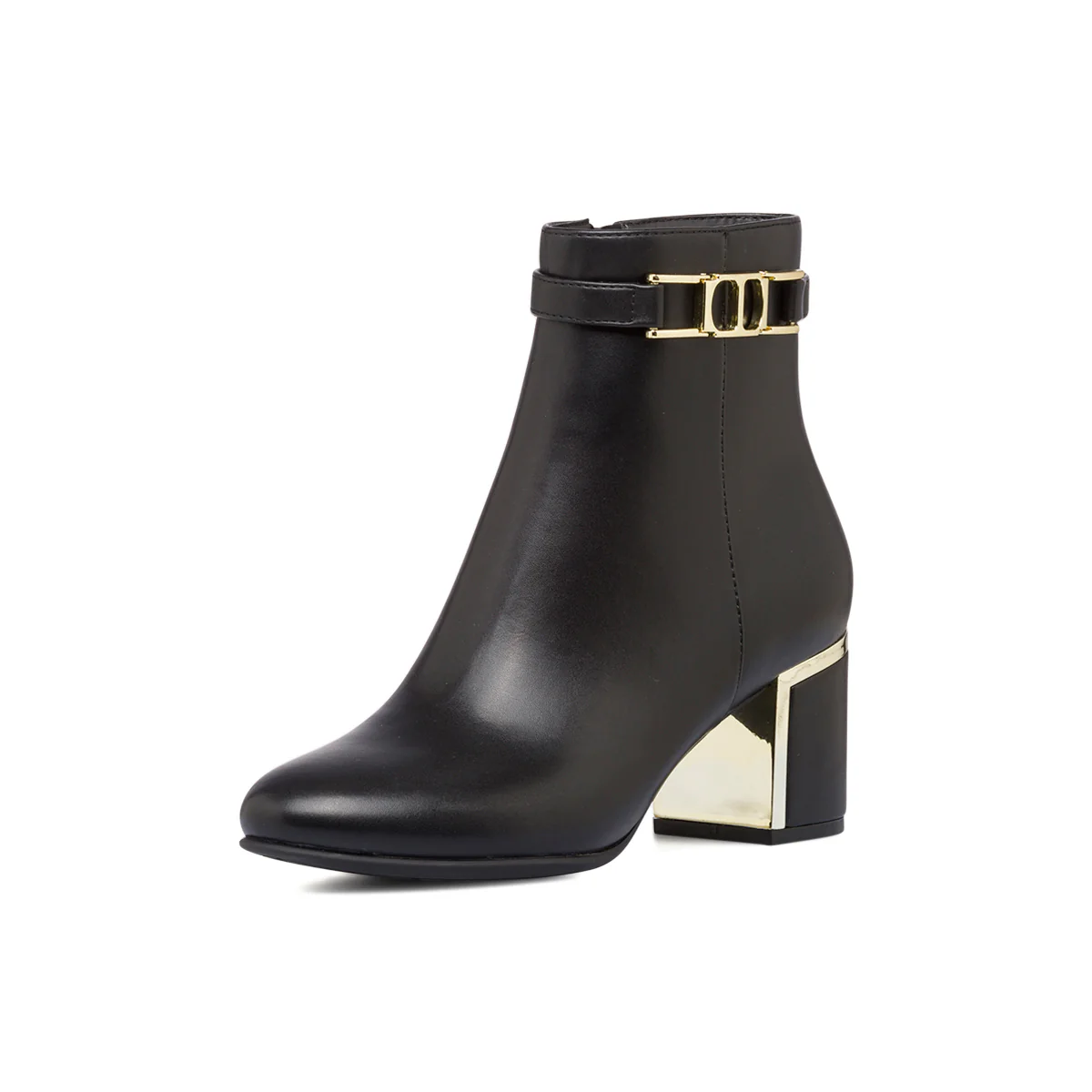 Stivaletti neri da donna con tacco 7 cm e cinturino dorato Lora Ferres - Image 6