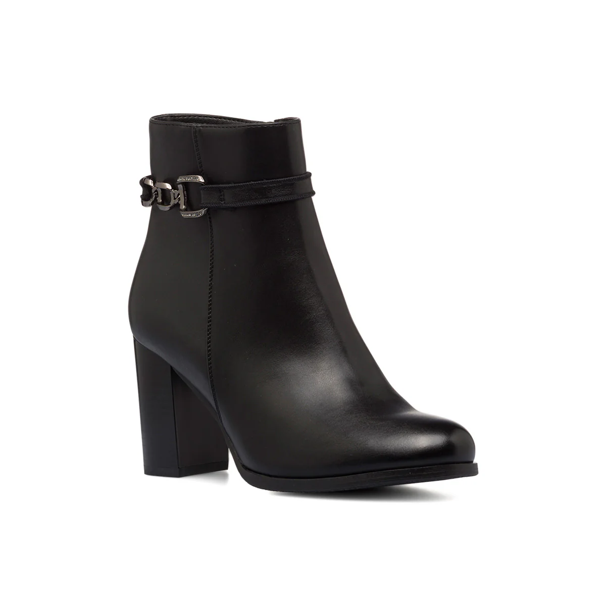 Stivaletti neri da donna con tacco 8 cm e cinturino con morsetto Lora Ferres - Image 2