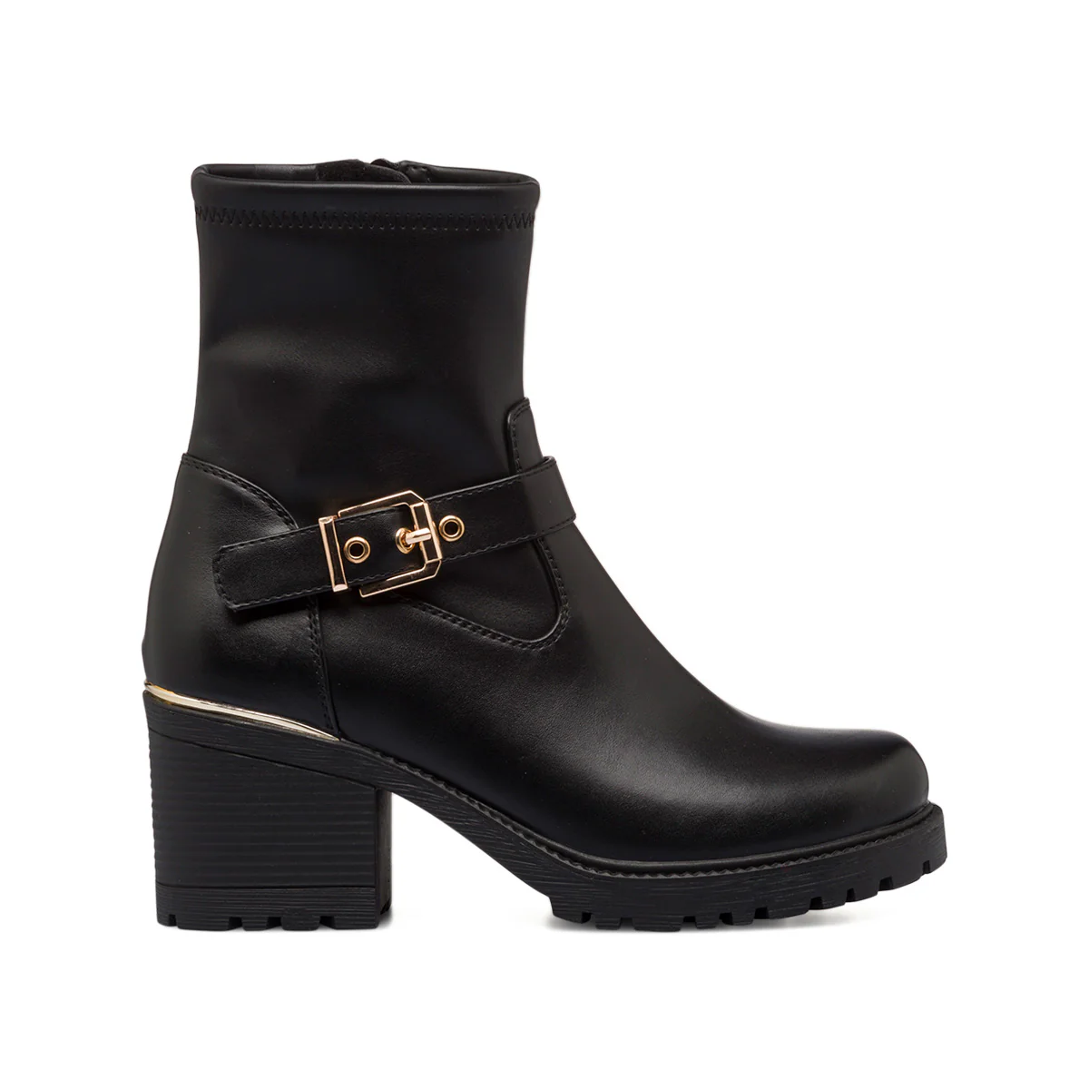 Stivaletti neri da donna con tacco 8 cm e cinturino Lora Ferres