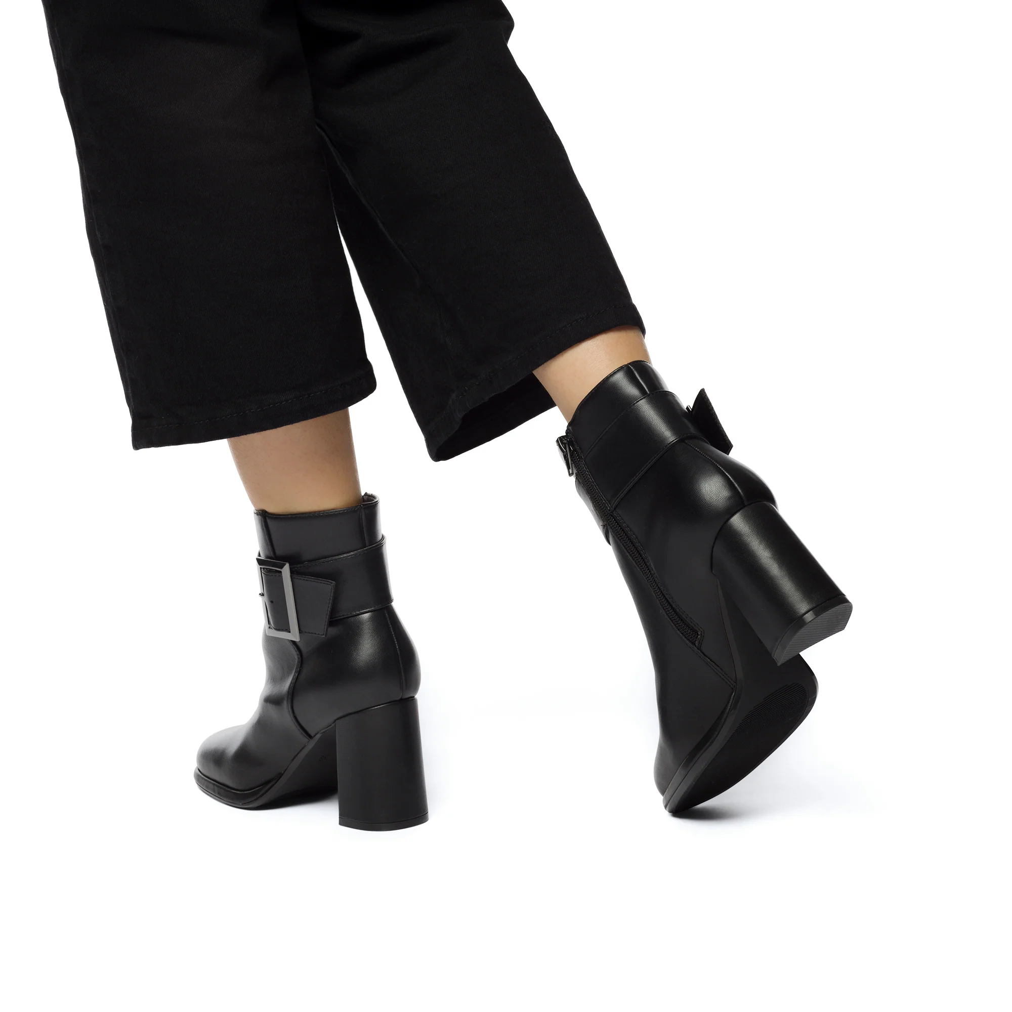 Stivaletti neri da donna con tacco a blocco 9 cm e maxi fibbia Swish Jeans - Image 2