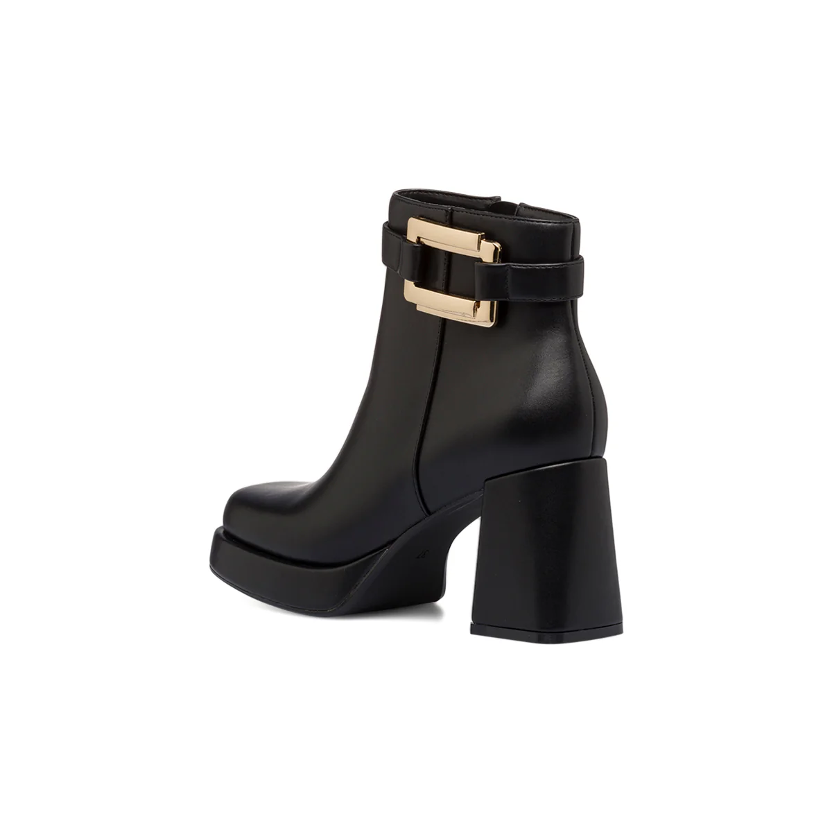 Stivaletti neri da donna con tacco a blocco 9 cm e morsetto dorato Lora Ferres - Image 6