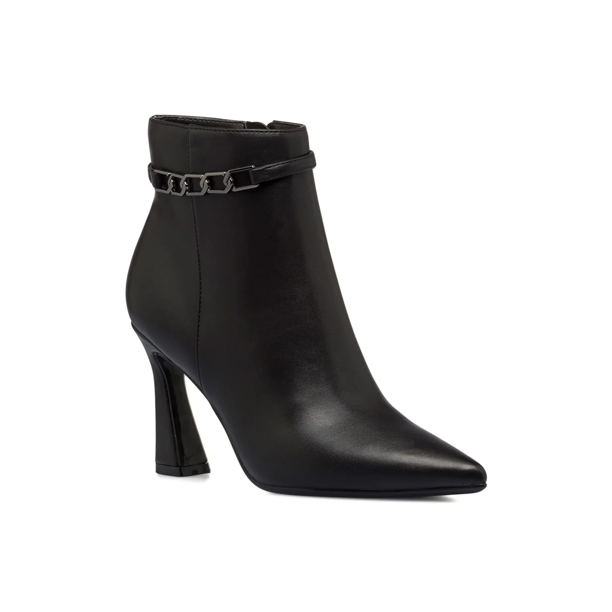 Stivaletti neri da donna con tacco a campana 9 cm e catenina Lora Ferres - Image 2