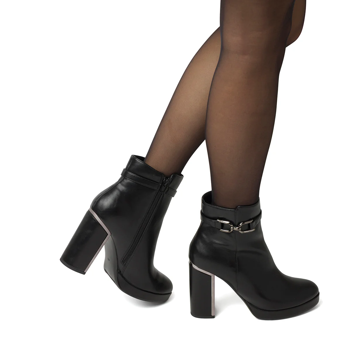 Stivaletti neri da Donna con tacco a colonna 10 cm Lora Ferres - Image 2